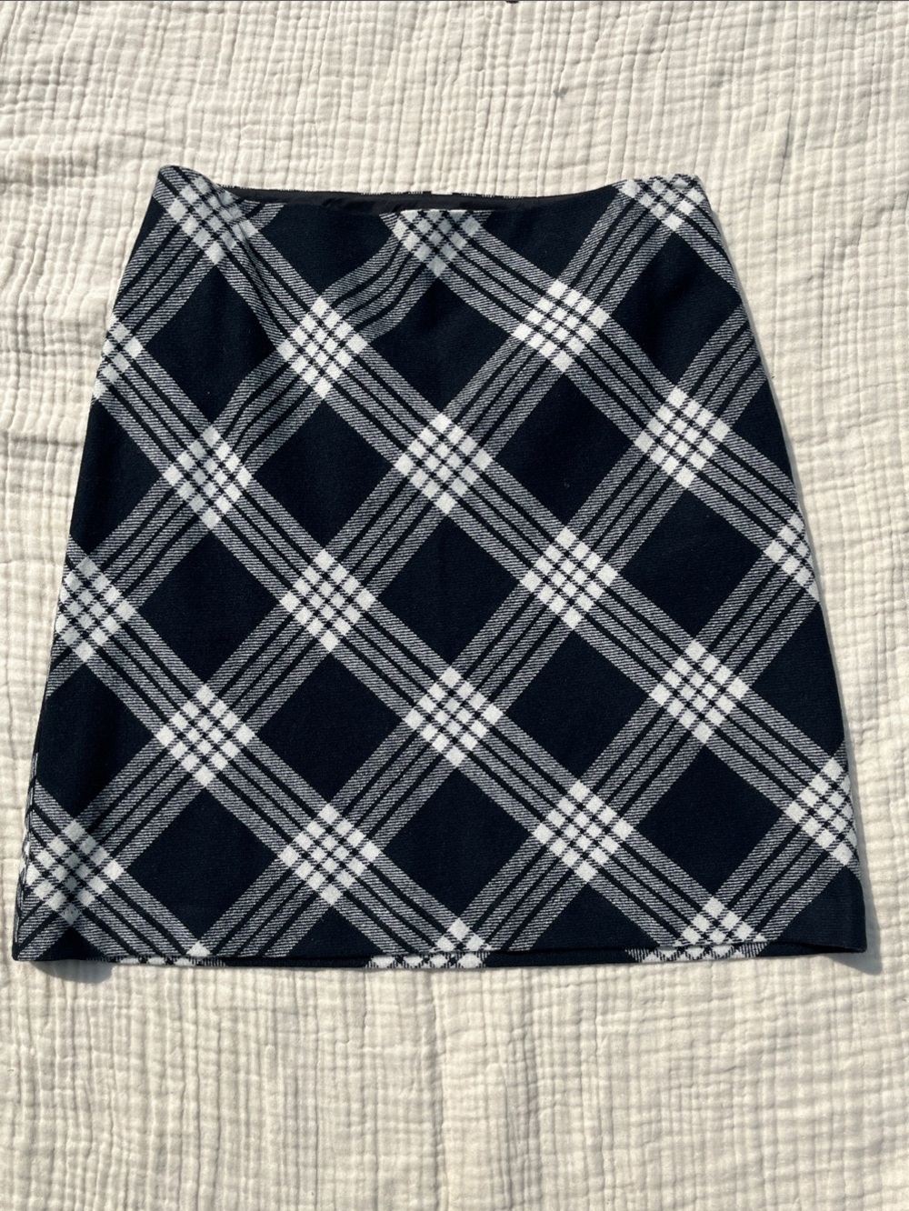 Talbots Black & White Plaid Skirt 10 Petite